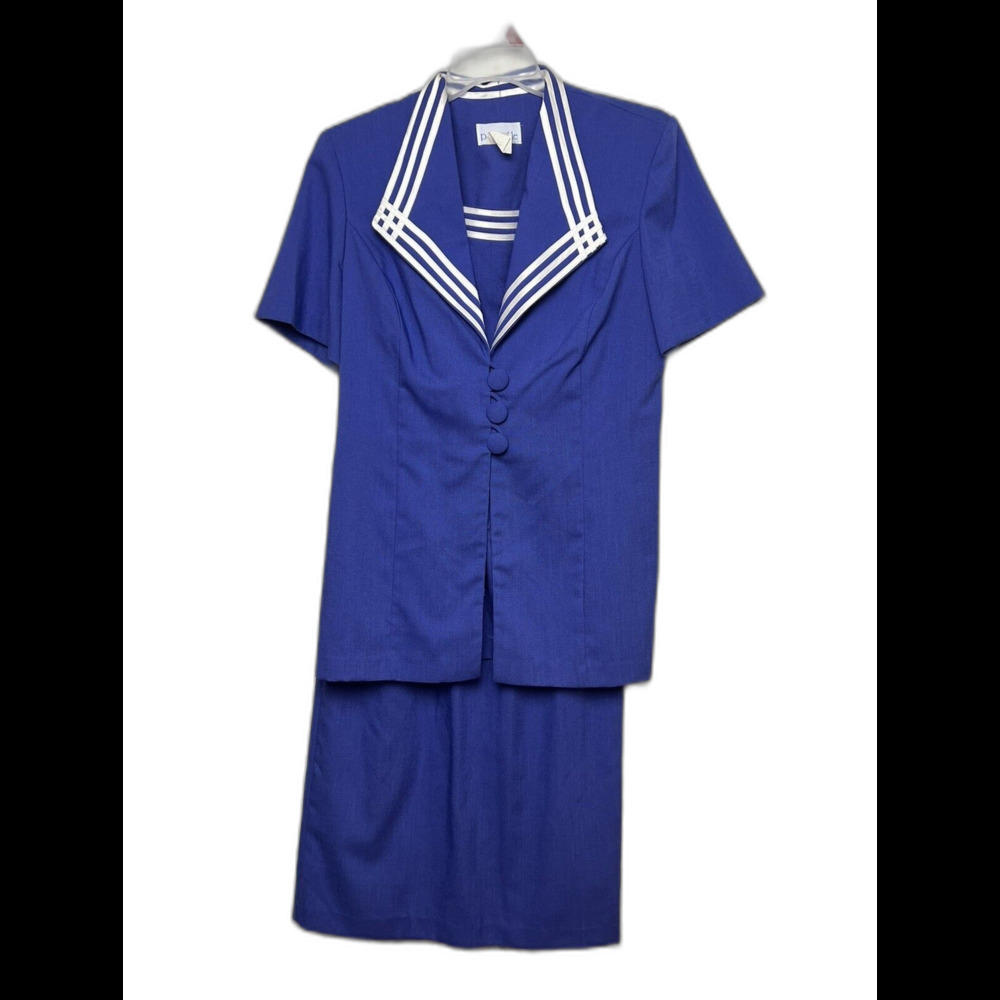 VTG 2PC Skirt Suit Periwinkle Two Size 12 - 90s Shoulder Pads